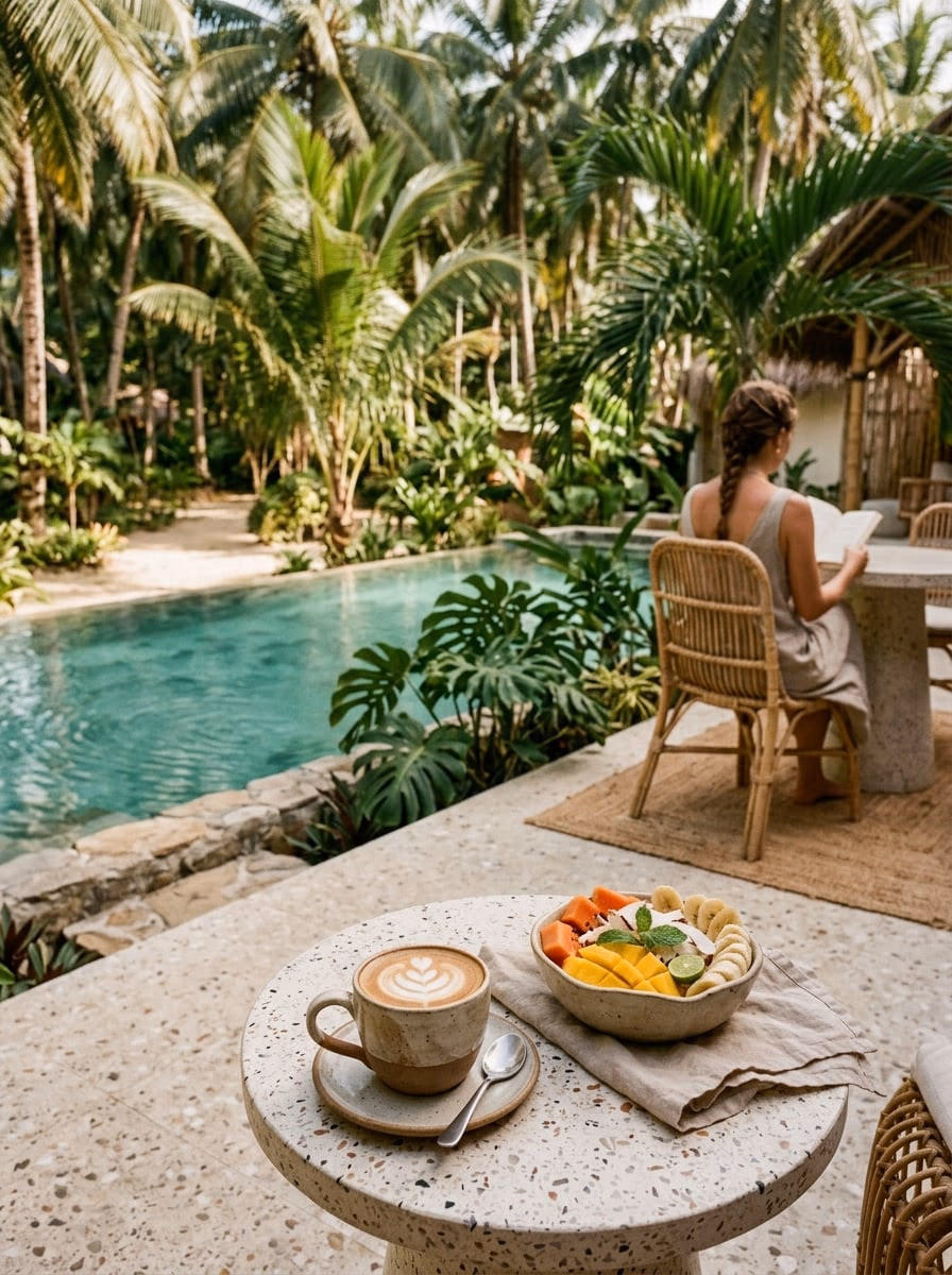 A café pool in the sun (our partner pool nearby)